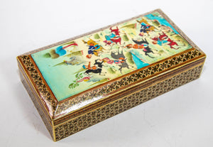 Fine Antique Micro Mosaic Indo Persian Moorish Inlaid Trinket Box