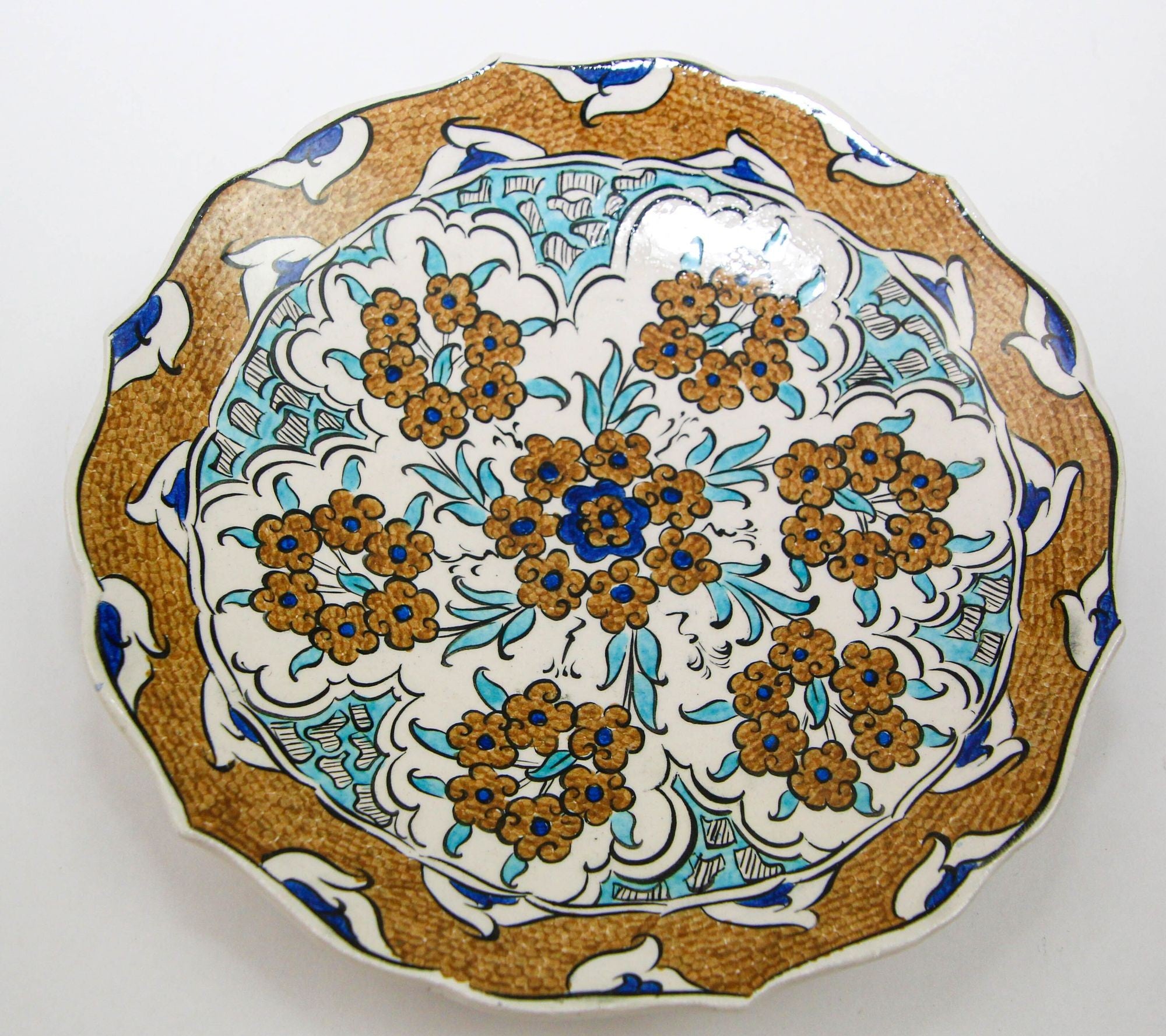 Islamic Ceramic Plate in the Iznik Style Hand Painted in Turkey 1950s