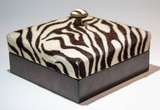 Maitland Smith Zebra Hide Decorative Box, Leather, 1980s, Philippines