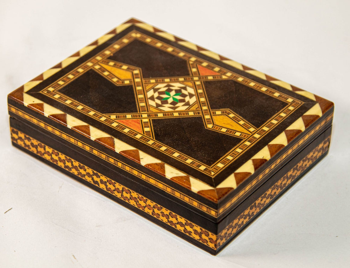 Moorish Spain Inlaid Marquetry Mosaic Box 1950's