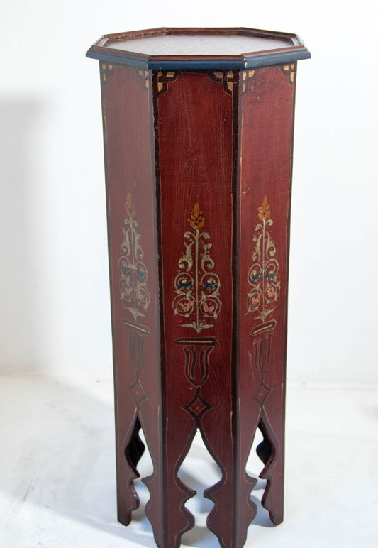 Moroccan Moorish Pedestal Octagonal Red Table 1960s