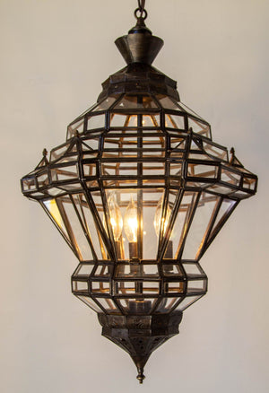 Vintage Moroccan Clear Glass Lantern Moorish Granada Spanish Style