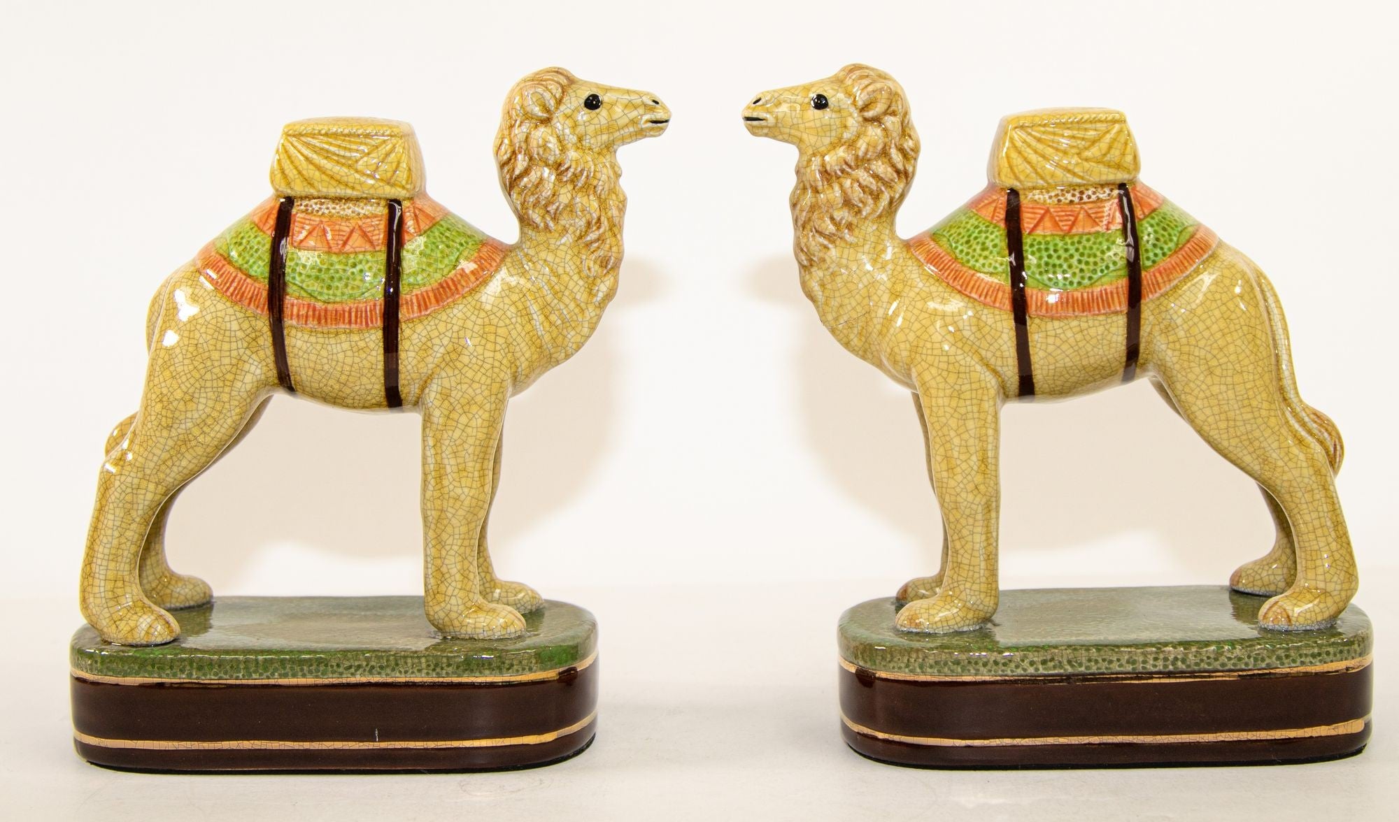 Vintage Porcelain Camel Sculptures Figurines Bookends