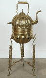 Moroccan Brass Tea Kettle on Stand Handcrafted in Fez Morocco 1930