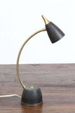 Mid-Century Modern Brass Gooseneck Desk Lamp, Black & Gold, USA, circa 1950s