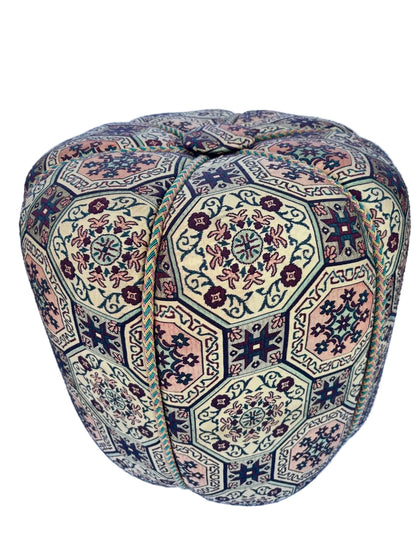 Moroccan Pouf Upholstered in Moorish Textile Fabric Stool