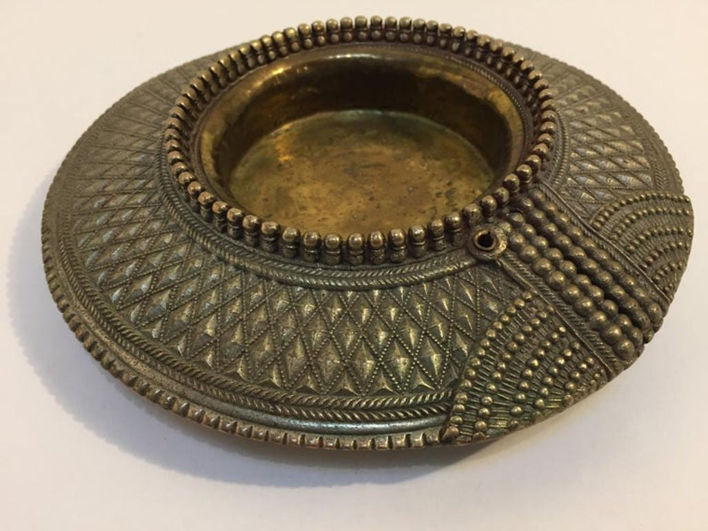 Antique Indian Dhokra Tribal Brass Anklet Repurposed as Catchall, circa 1920