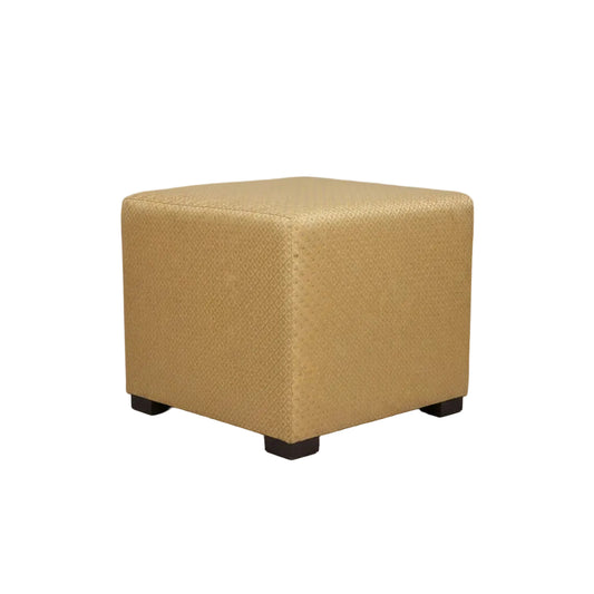 Beige textured cube-shaped ottoman 
