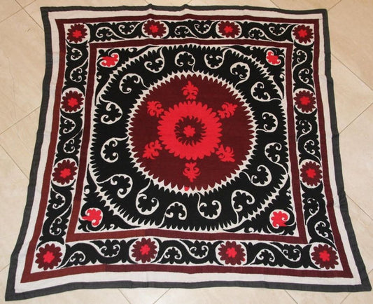 Vintage Samarkand Suzani Textile, Embroidered Fabric from Uzbekistan