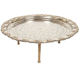 Antique Moroccan Silver-Plated Tea Tray Table on Removable Legs Fez, circa 1920