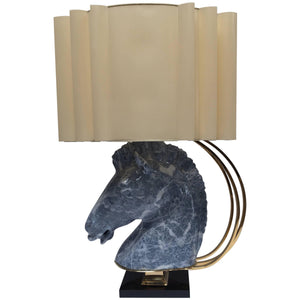 Italian Design Horse Bust Large Sculptural Table Lamp with Brass Accent 1980s