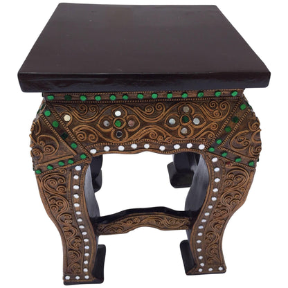 Mid-20th Century Thai Gilded Wood Temple Table Stand, Folk Art Style — main image