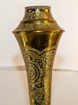Antique Chiseled Brass Oversized Islamic Mughal Rose Water Perfume Holder Bidri