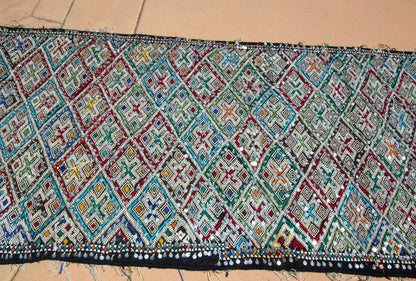 1950s Vintage Zemmour Moroccan Rug Berber Runner, 3ft x 16.4ft long