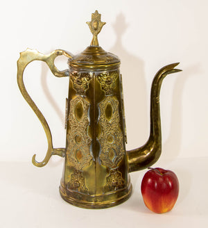 Antique Moroccan Moorish Style Middle Eastern Islamic Brass Coffee Pot