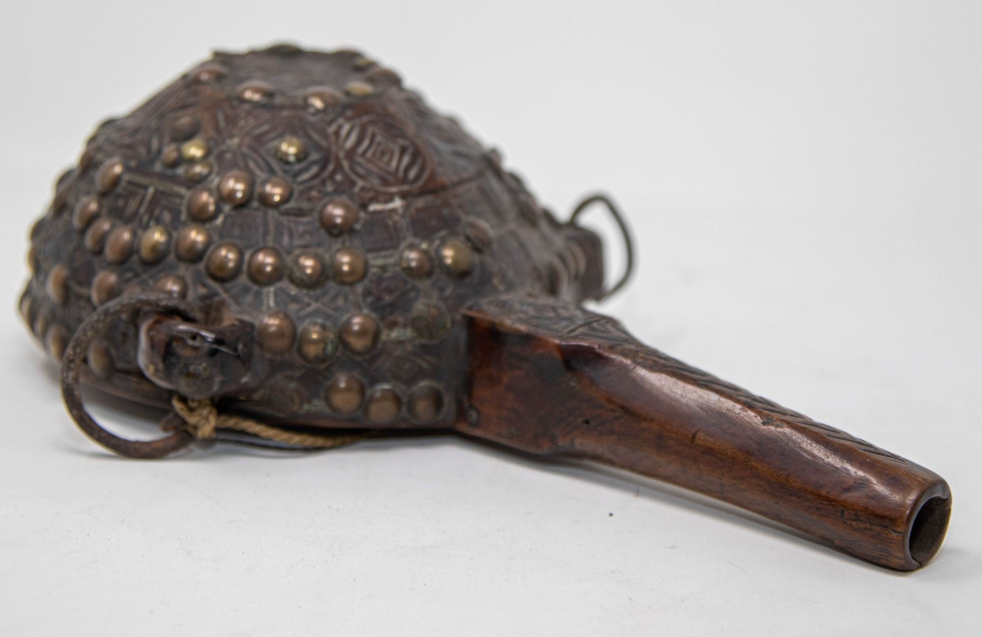 Antique African Moroccan Tribal Carved Wood Flask 19th C.