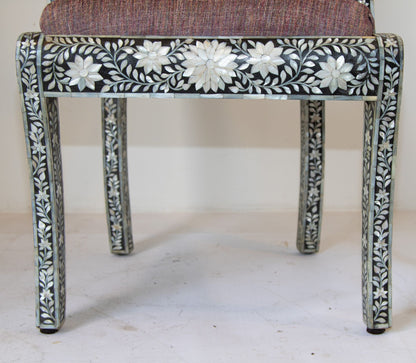 Anglo-Indian Mughal Mother of Pearl Inlaid Klismos Armchair with Ram Head 1 of 2