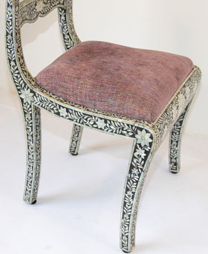 Anglo-Indian Mughal Mother of Pearl Inlaid Side Chair with Ram's Head 1 of 4