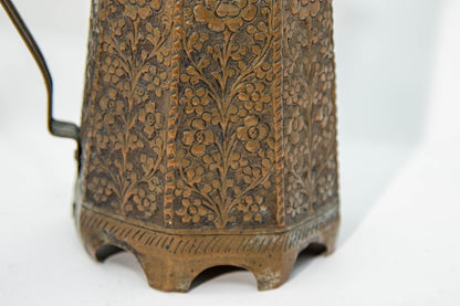 19th Century Antique Indo-Persian Copper Teapot with Floral Design