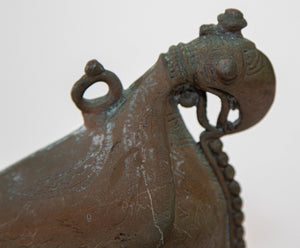 Antique Indian Bronze Parrot Figure oil Lamp Rajasthan 19th Century