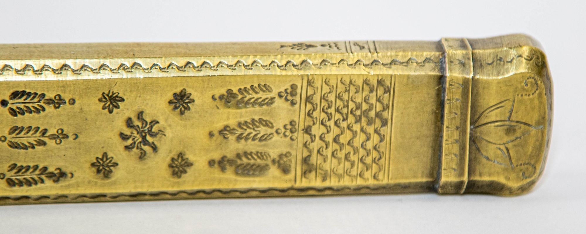 Antique Middle Eastern Islamic Brass Inkwell Qalamdan Circa 1850