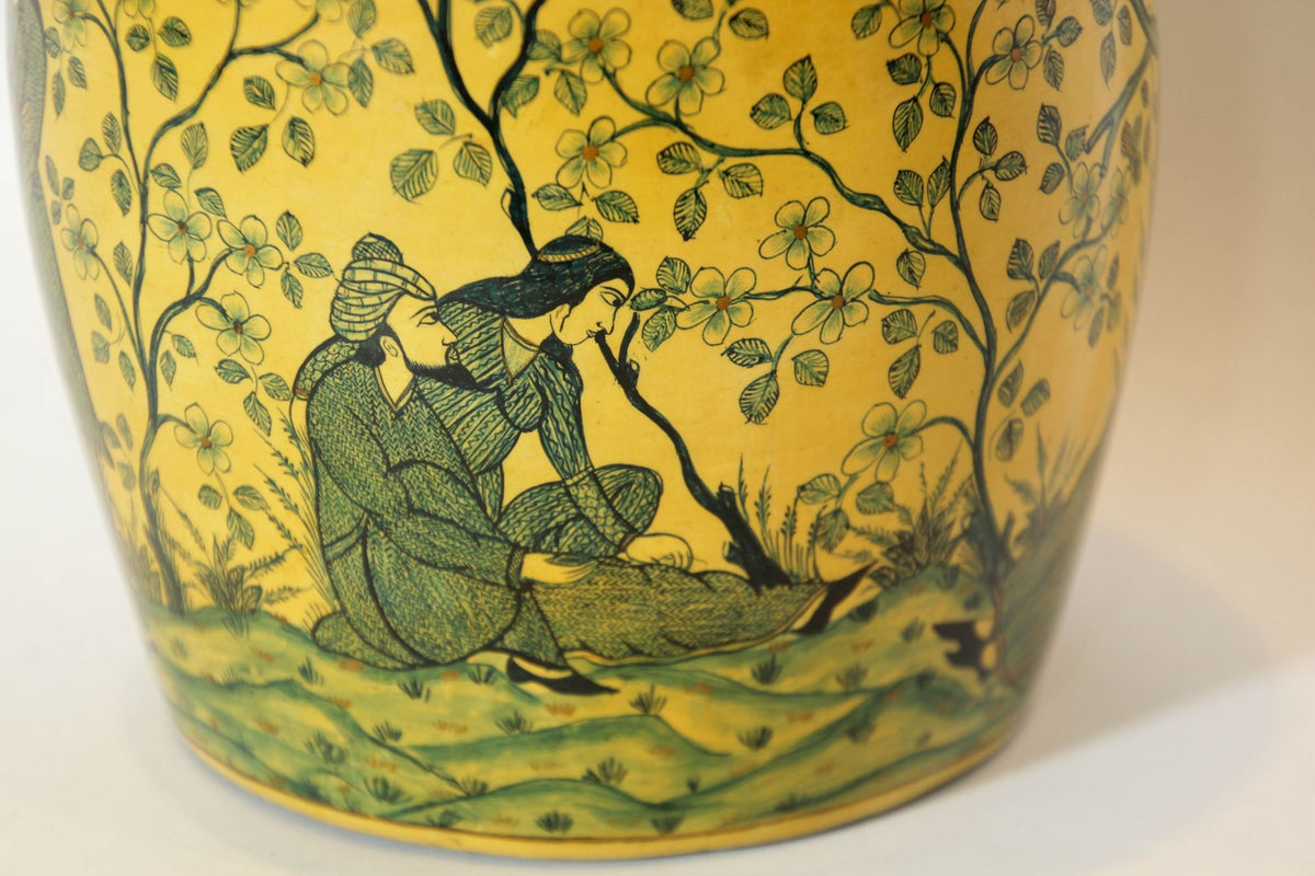 Islamic Kashmir Hand Painted Paper Mache Tea Caddy Storage Box 1950s