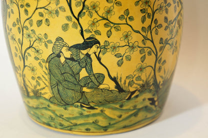 Islamic Kashmir Hand Painted Paper Mache Tea Caddy Storage Box 1950s