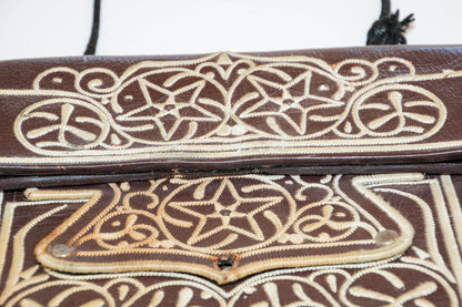 Collectible Vintage Hand-tooled Leather African Berber Tribal Moroccan Bag 1960