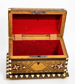 Moorish Spain Arch Top Wood Inaid Marquetry Jewelry Box