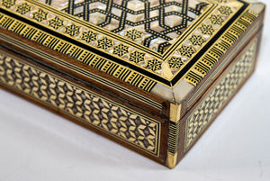 Middle Eastern Moorish Mother of Pearl Inlaid Marquetry Jewelry Box