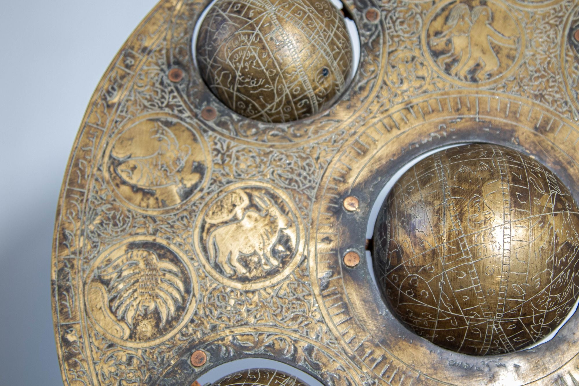 Islamic Cast Bronze Astrolabe with Five Celestial Globes Astronomical Instrument