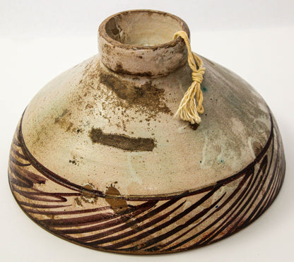 Antique 19th C. Moroccan Ceramic Bowl Polychrome Footed Dish Fez
