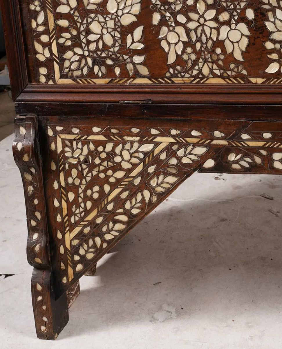 Antique Syrian Mother of Pearl Inlay Wedding Trunk