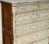 Antique Middle Eastern Mother-of-Pearl Inlaid Marble-Top Chest of Drawers