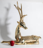 Large Brass Recumbent Deer Sculpture 1960s Hollywood Regency Style