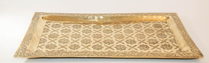 1940s Moroccan Brass Tray Rectangular Shape Polished Gold Brass Serving Platter