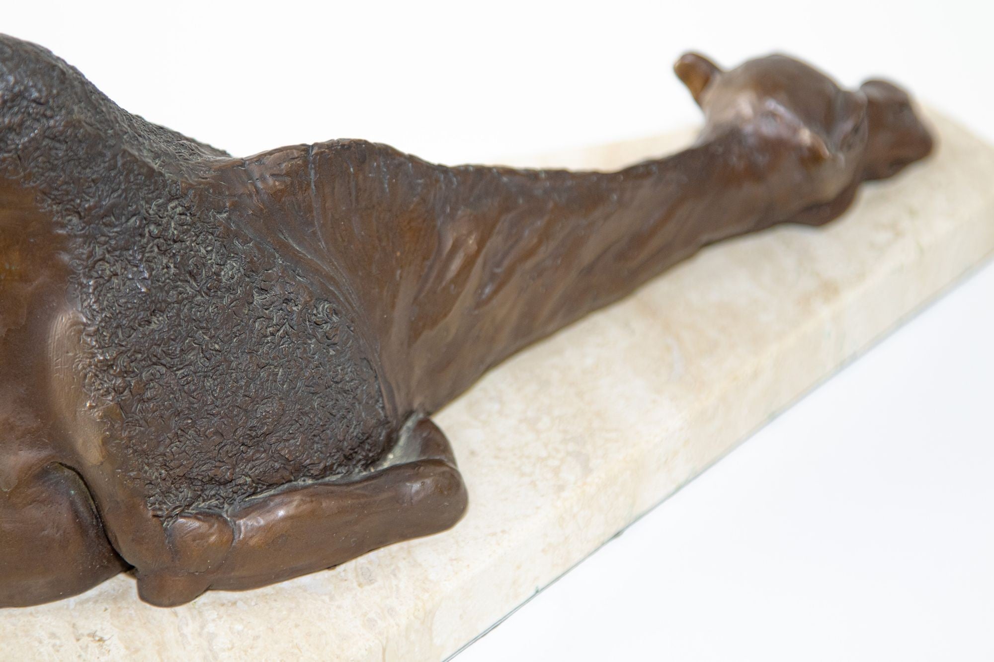 Bronze Resting Camel Sculpture on Marble Stand French School