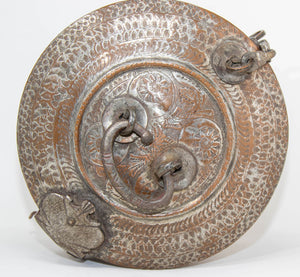 Antique South Asian Round Copper Bronze Box with Lid from India 19th C.