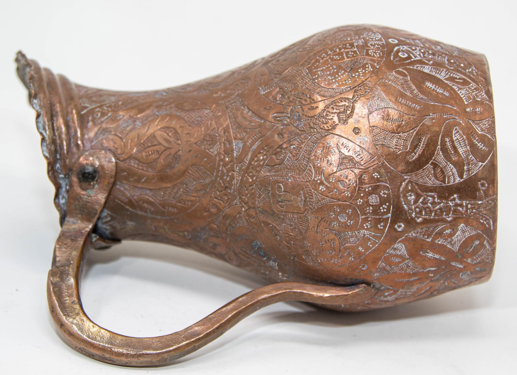 Islamic Persian Copper Pitcher Antique 19th Century Middle Eastern Ewer