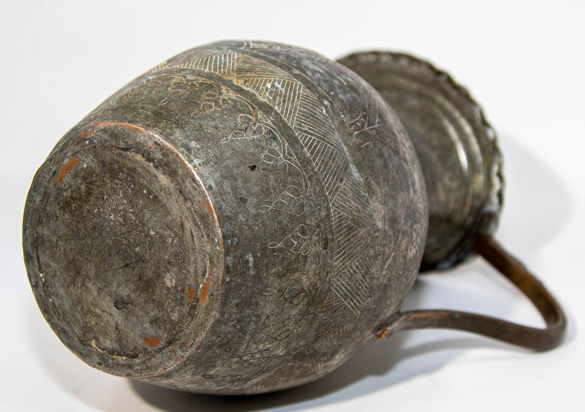 Islamic Tinned Copper Pitcher Middle Eastern Persian Antique 19th Century Ewer