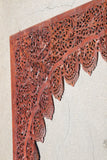 Asian Hand-Carved Wooden Architectural Arched Wall Door Panel