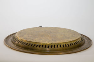1940s Brass Moroccan Tray Hand Hammered Moorish Islamic Metalwork 13.5 in. D.
