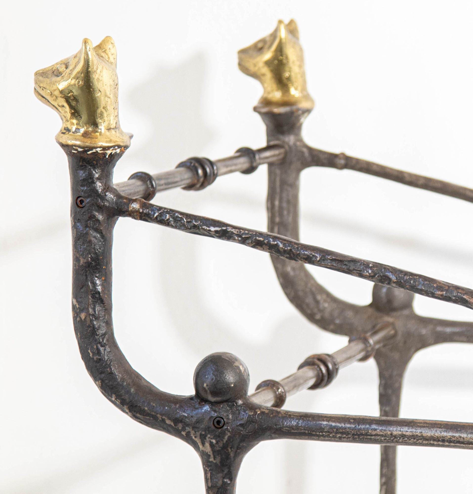 Giacometti Style Sculptural Brutalist Iron and Glass Console Table With Cat Head