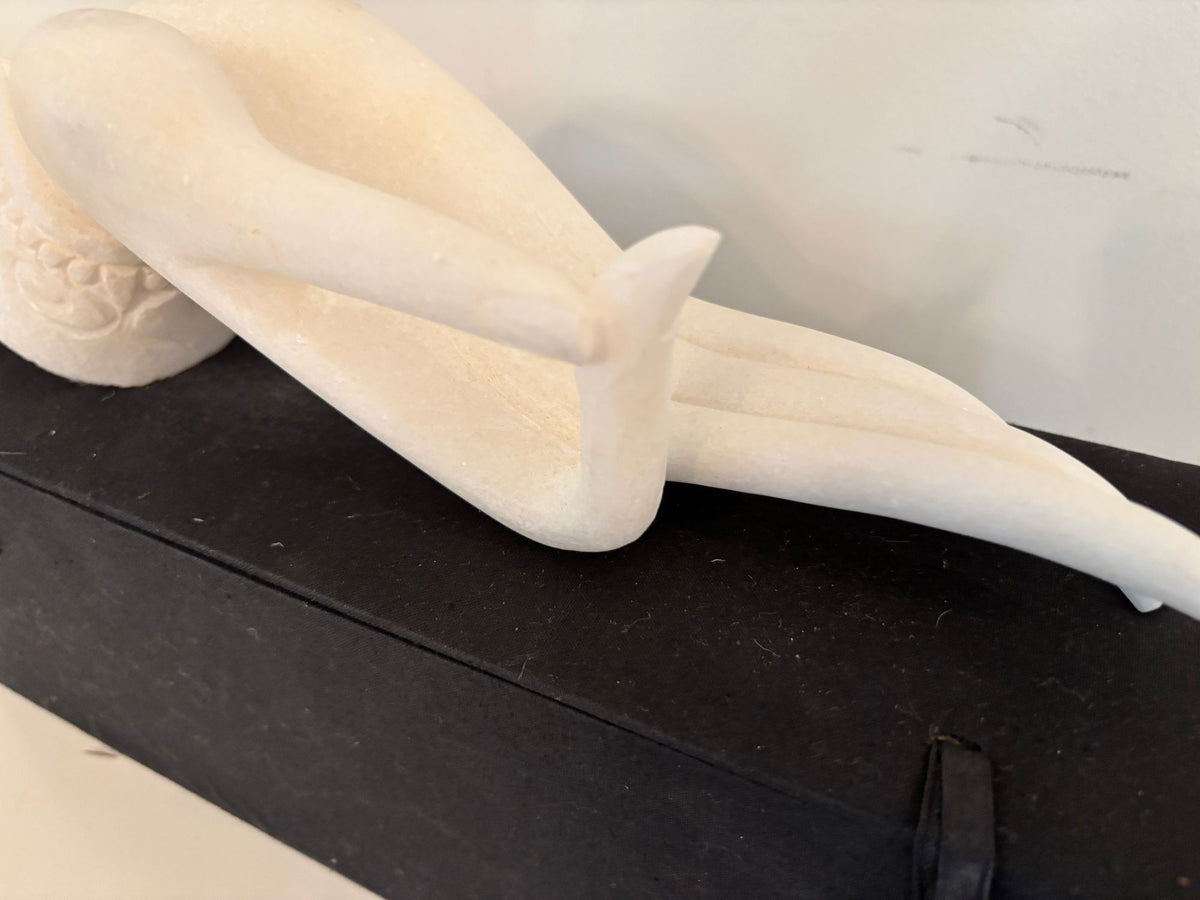 Vintage Alabaster Gyan Mudra Buddha Meditation Hand Sculpture in Box