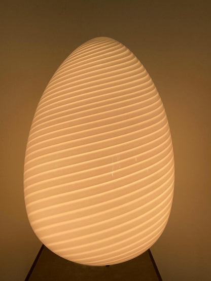 Oversized Vetri Murano White Swirl Glass Egg Table or Floor Lamp, 1970s — detail view 14