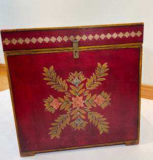 Moroccan Hand Painted Decorative Storage Trunk Chest Side Table