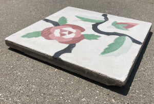 Moroccan Encaustic Cement Tile Sample with Floral Design