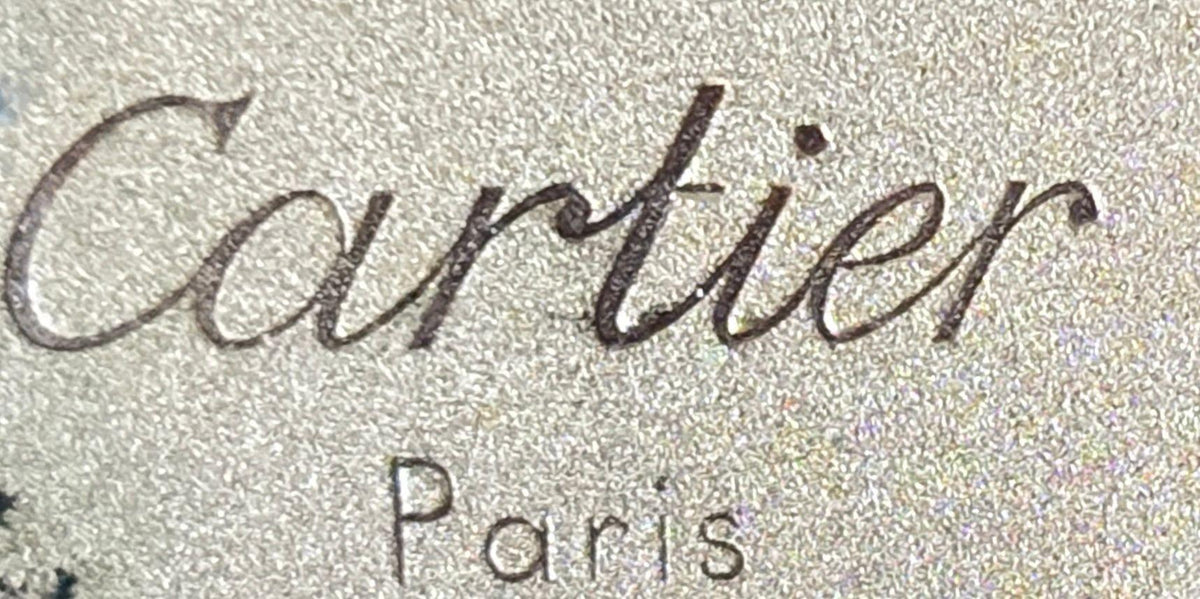 Cartier Paris Accordion Clock with Date and White Roman Numeral Dial Circa 1980 — detail view 14