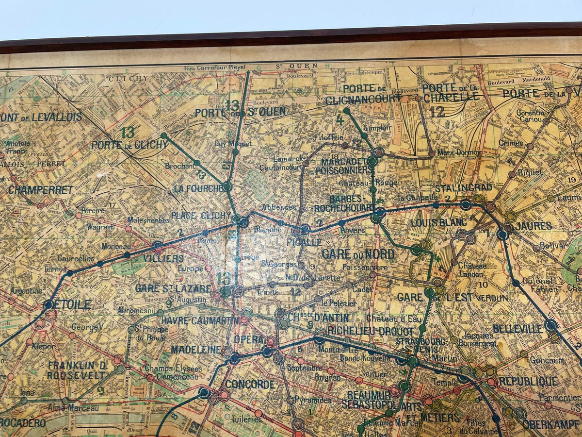 Vintage Paris Metro Map Print, Framed Mid-20th Century Artwork — additional view 11