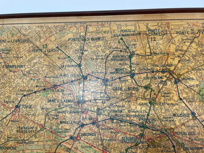 Vintage Paris Metro Map Print, Framed Mid-20th Century Artwork — additional view 11